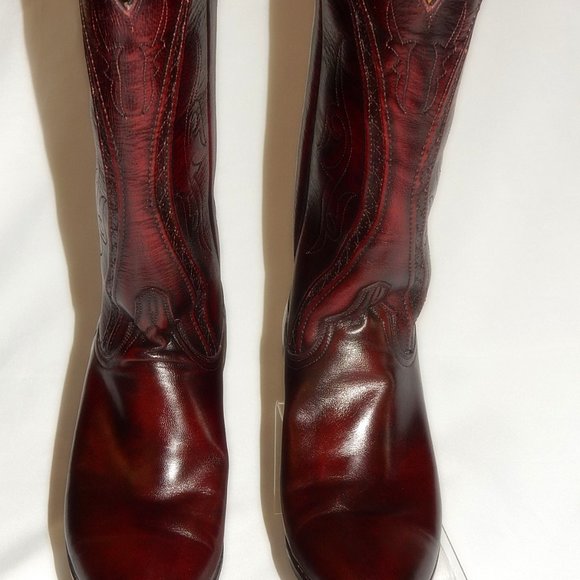 Lucchese Classic Black Cherry Goat Western Boots - Picture 5 of 7